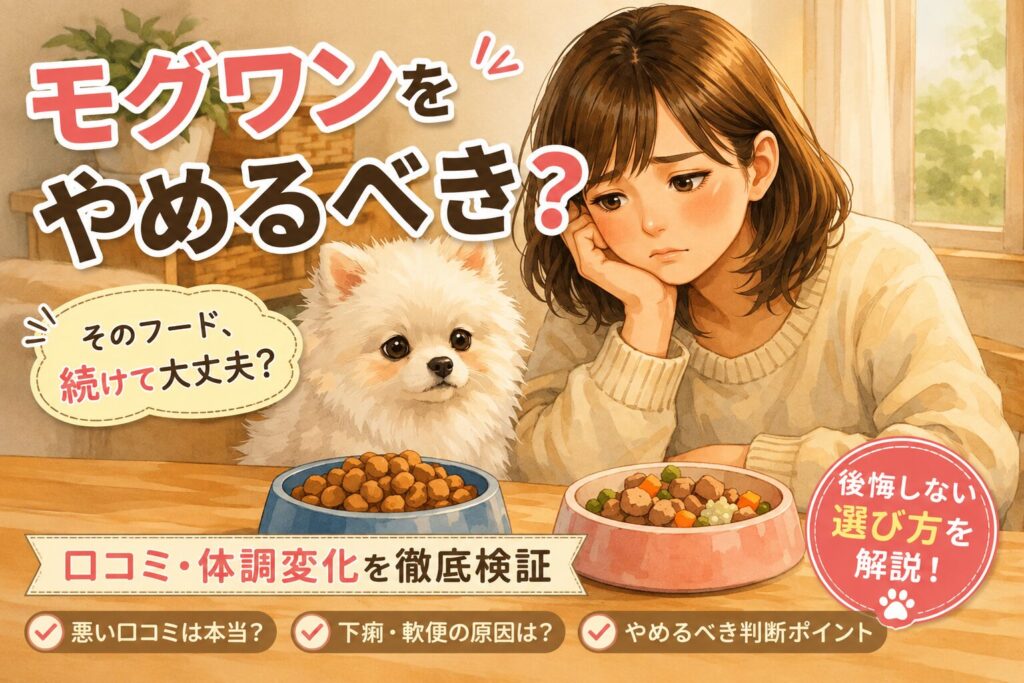 モグワンをやめるか悩む飼い主と犬