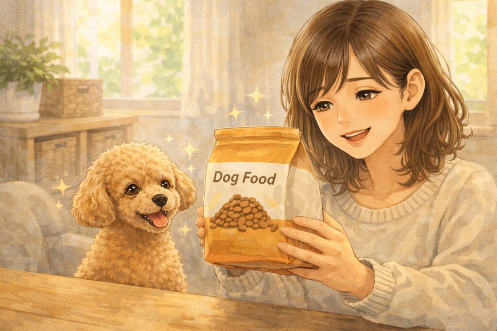 ドッグフードを選び直す飼い主と犬