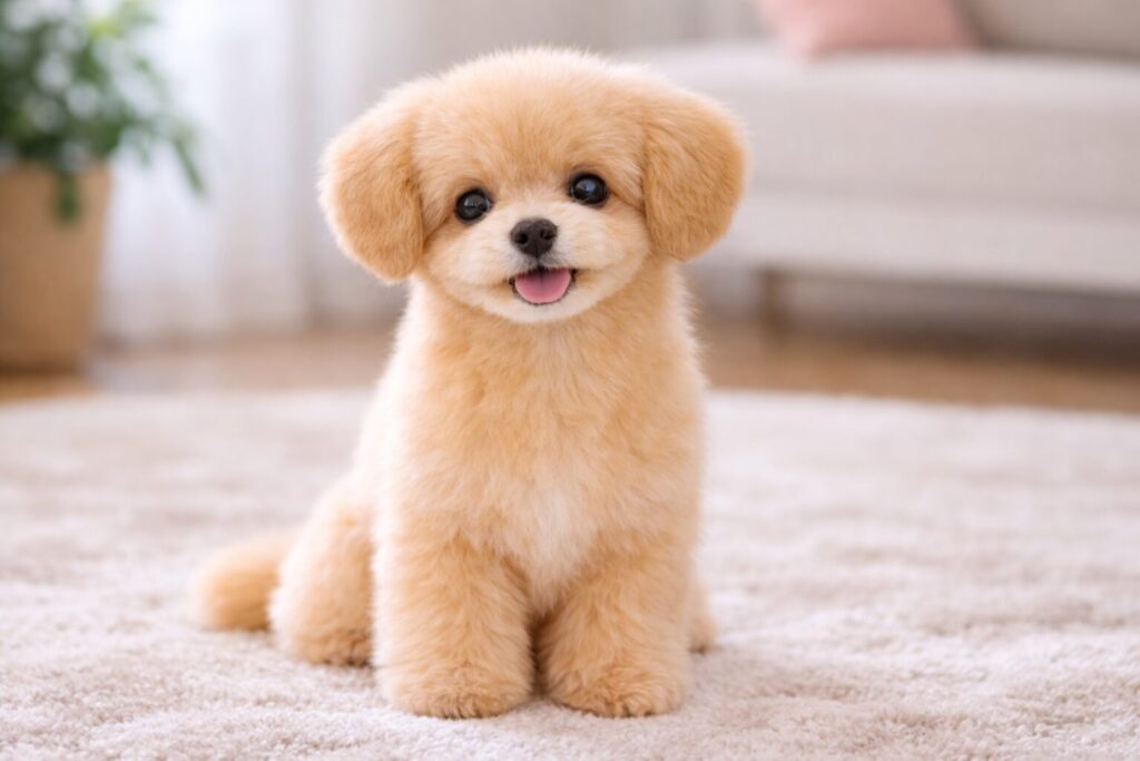 直毛に見えるトイプードルの子犬