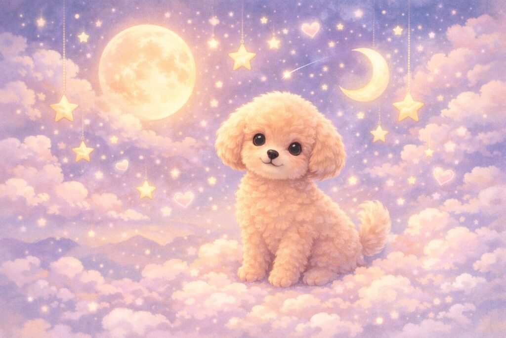 犬の夢と運気の変化をイメージした夢占いイラスト