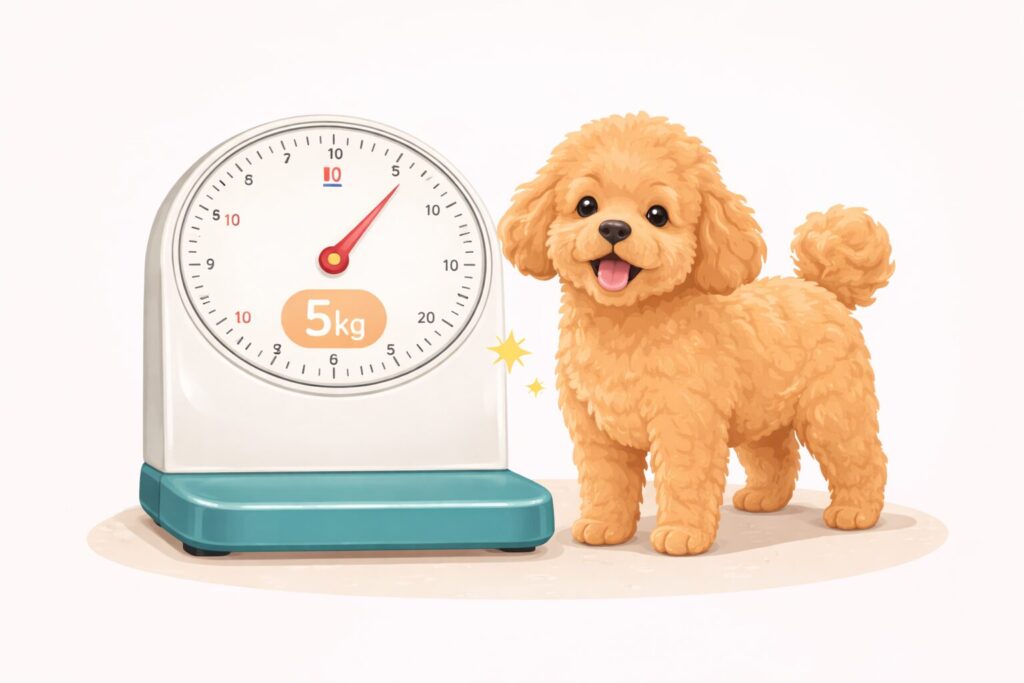 体重5kgから7kgのトイプードルの大きさイメージ