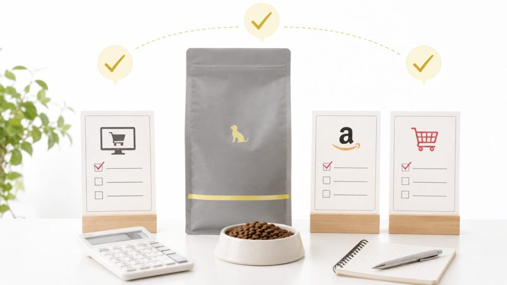 モグワンの最安値を公式サイト・Amazon・楽天で比較しているイメージ