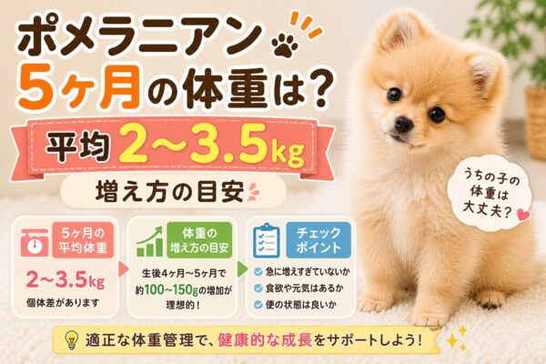 ポメラニアン 5ヶ月 体重 2〜3.5kg 目安 子犬 成長チェック