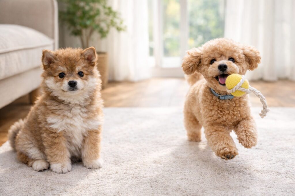 柴犬とトイプードルの性格の違いイメージ