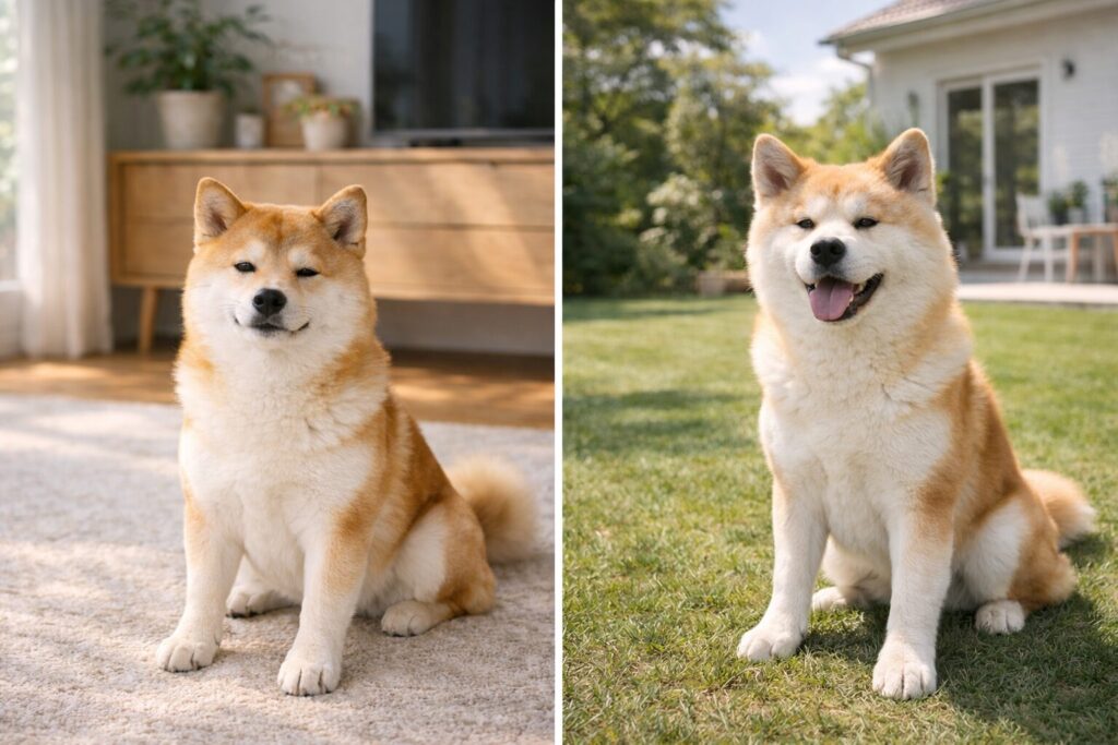 活発な柴犬と落ち着いた秋田犬の性格の違い