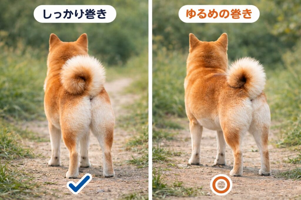 柴犬の巻き尾と巻きが弱いしっぽの違い