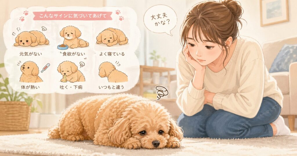 みかんを食べた後に元気がない犬の様子