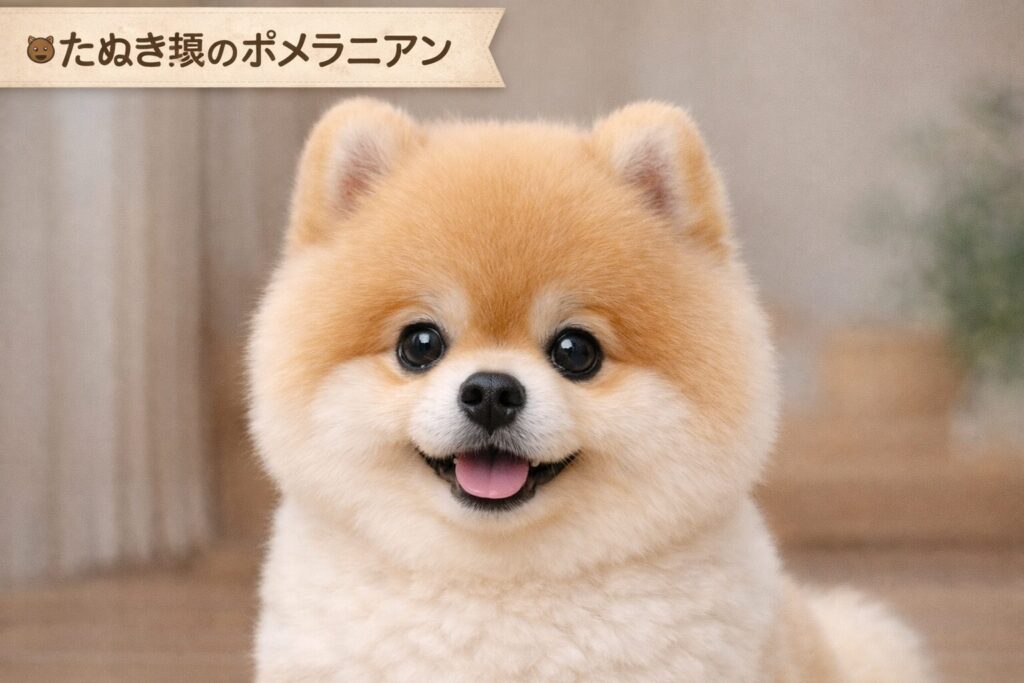 ポメラニアンのたぬき顔の特徴である丸い顔と短いマズル