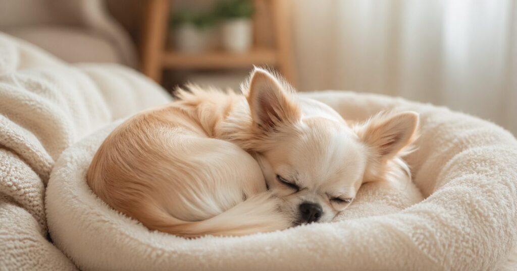 安心して眠っているチワワの様子