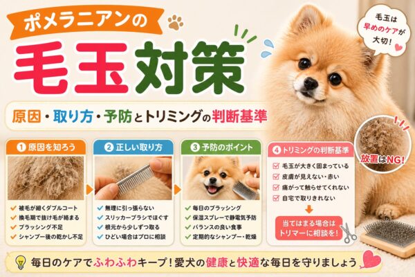 ポメラニアン 毛玉 対策 取り方 予防 トリミング 判断 ブラッシング ケア