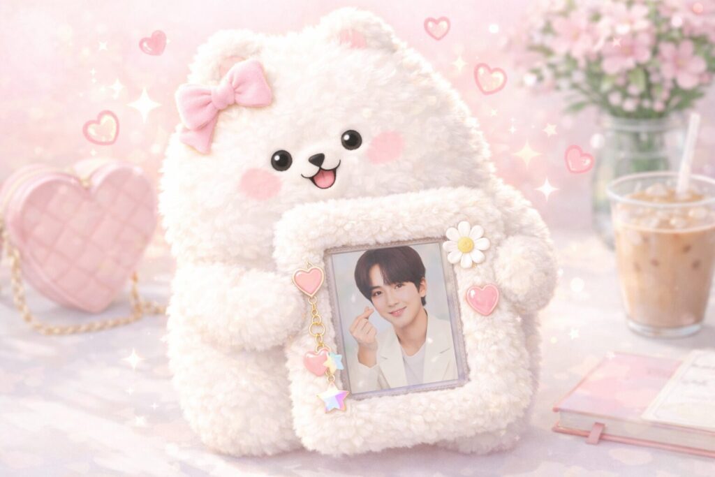 ポメラニアンもち風のふわふわ犬キャラクターのトレカケースイメージ