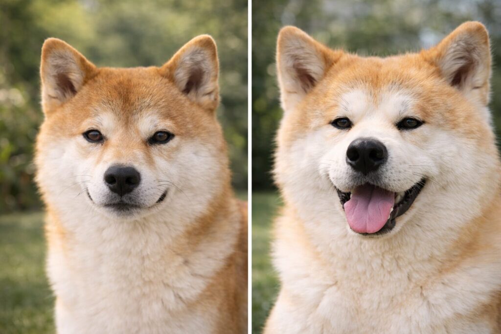 柴犬と秋田犬の顔つきの違い