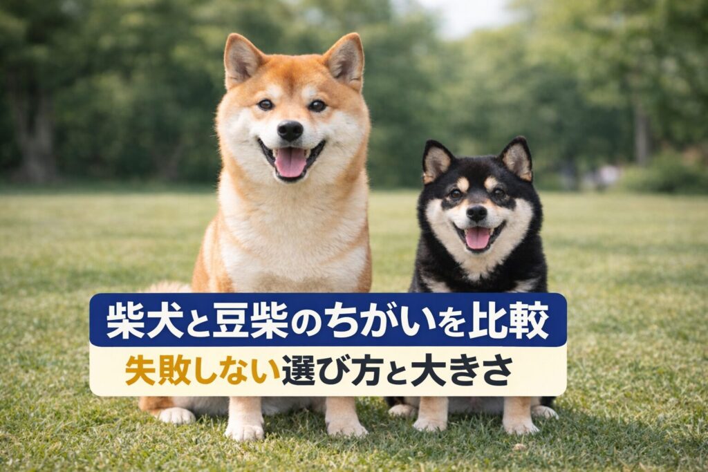柴犬と豆柴の違いを比較した画像 大きさの違いが分かる