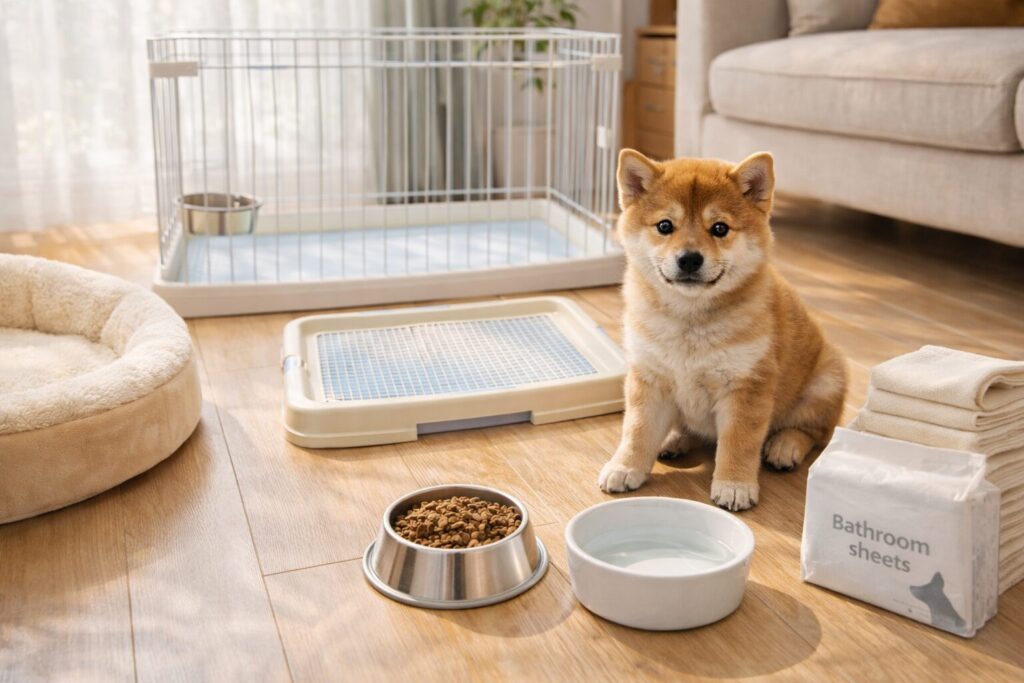 柴犬の初期費用に含まれるケージやトイレ用品の例