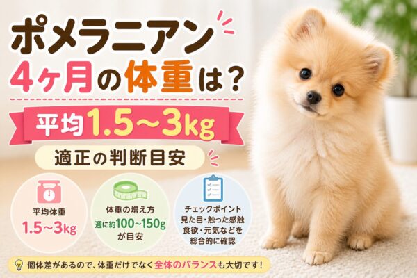 ポメラニアン 4ヶ月 体重 1.5〜3kg 目安 子犬の成長チェック