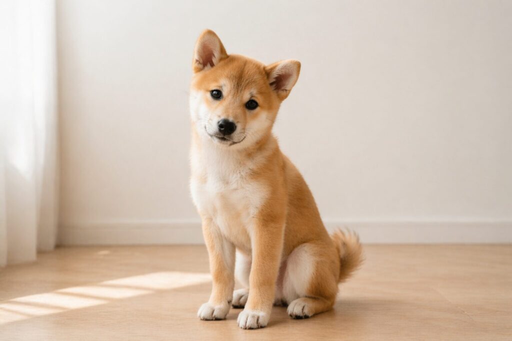 小さめの柴犬5ヶ月の子犬の様子