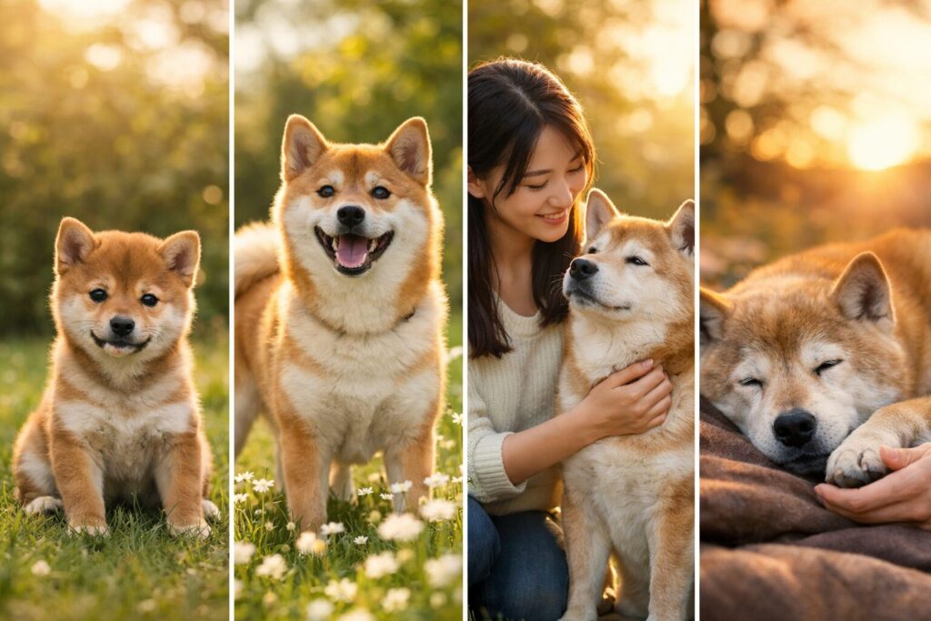 子犬からシニア犬までの柴犬の成長と費用のイメージ