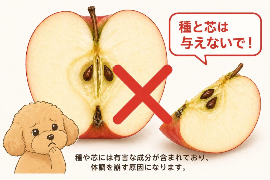 りんごの種と芯は犬に与えてはいけない部分