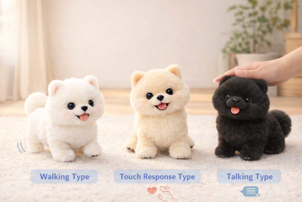 動くポメラニアンぬいぐるみの比較イメージ