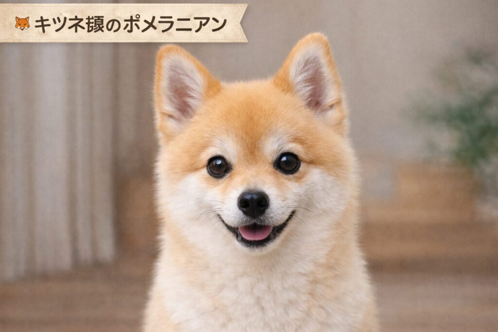 ポメラニアンのキツネ顔の特徴である長いマズルとシャープな顔