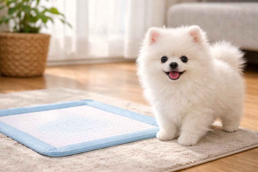 ポメラニアン 生後2ヶ月 トイレシート 室内
