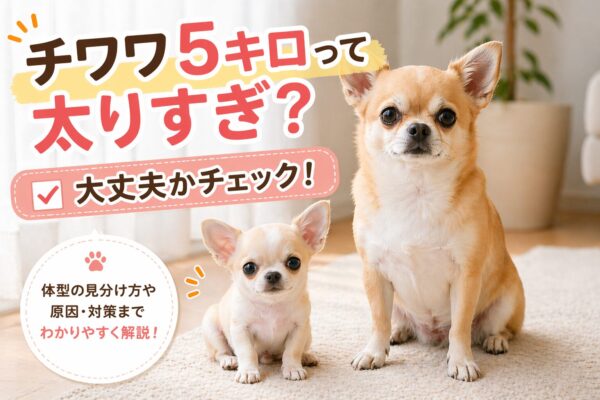 チワワの体重5キロは太りすぎか比較している画像（小さいチワワと大きめチワワ）