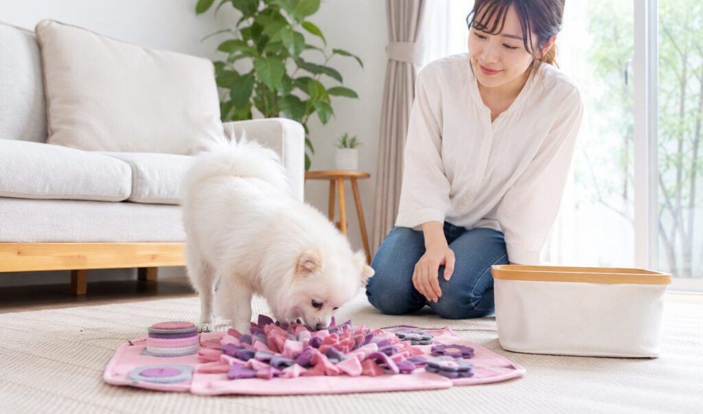 犬のノーズワークを安全に見守る飼い主