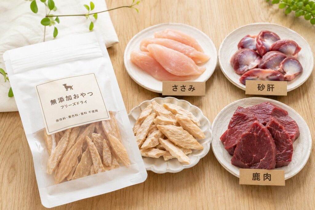 ささみや砂肝など無添加犬用おやつの原材料