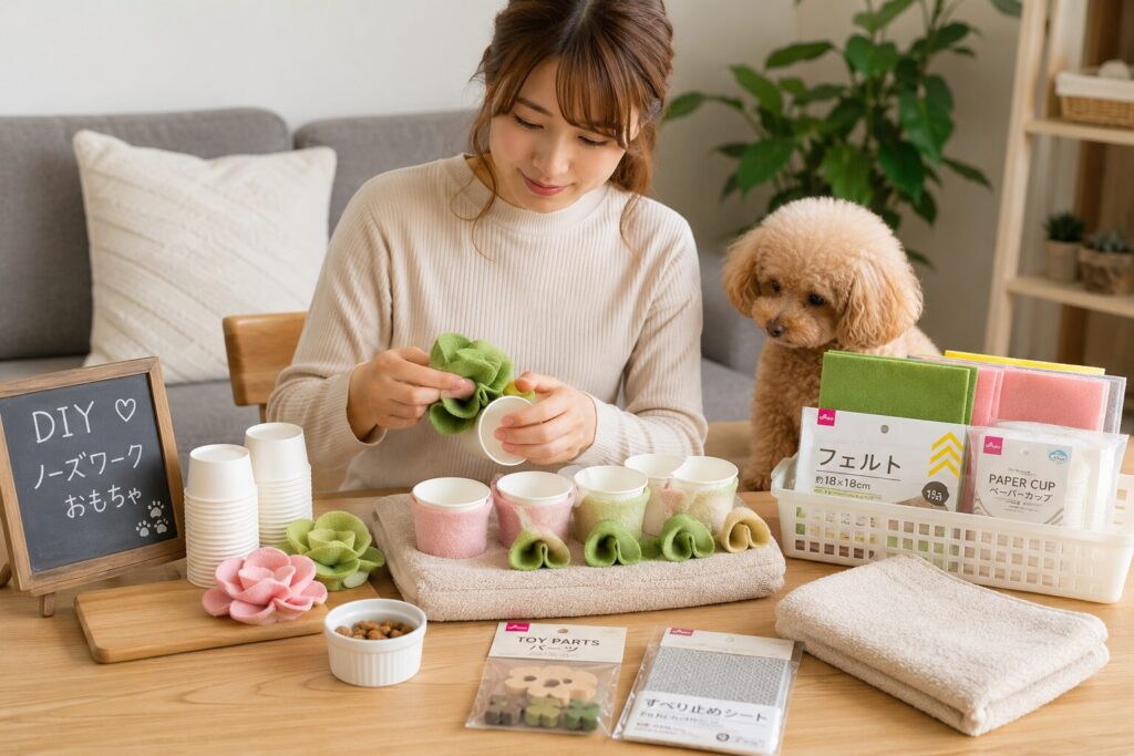 タオルやフェルトを使った犬用ノーズワークDIY