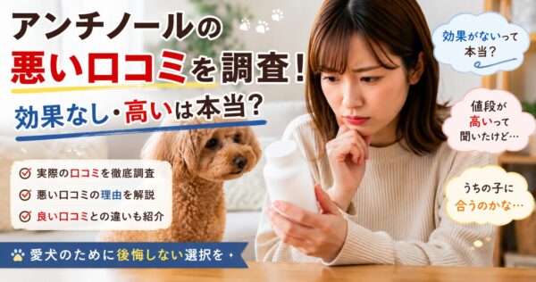 アンチノールの口コミが気になり不安そうに愛犬を見つめる飼い主