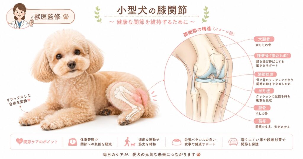 犬の膝関節をイメージした関節構造のイラスト