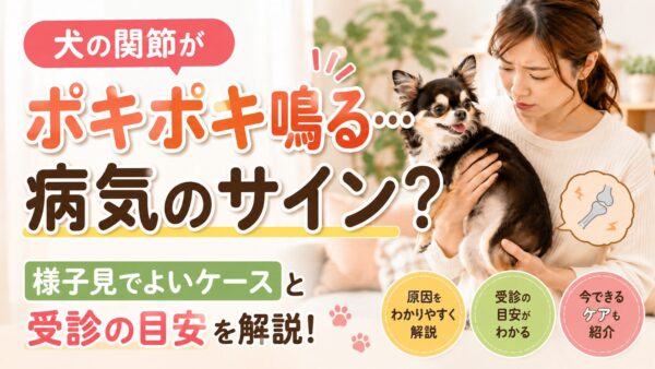 関節がポキポキ鳴る愛犬を心配そうに見守る飼い主